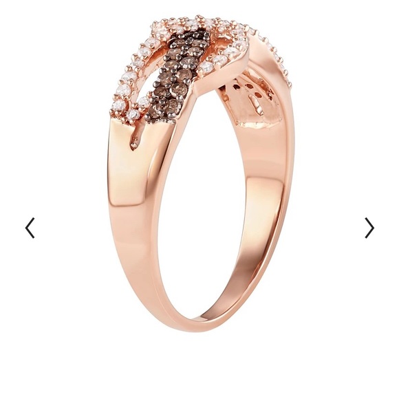10k Rose Gold 1/3 Carat White&Brown Diamond Ring - Picture 3 of 7